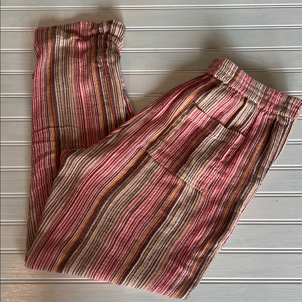 Sundance Striped Cuffed Gauzy Pull on Pants Medium 
Resort Indian Cotton - Picture 11 of 13